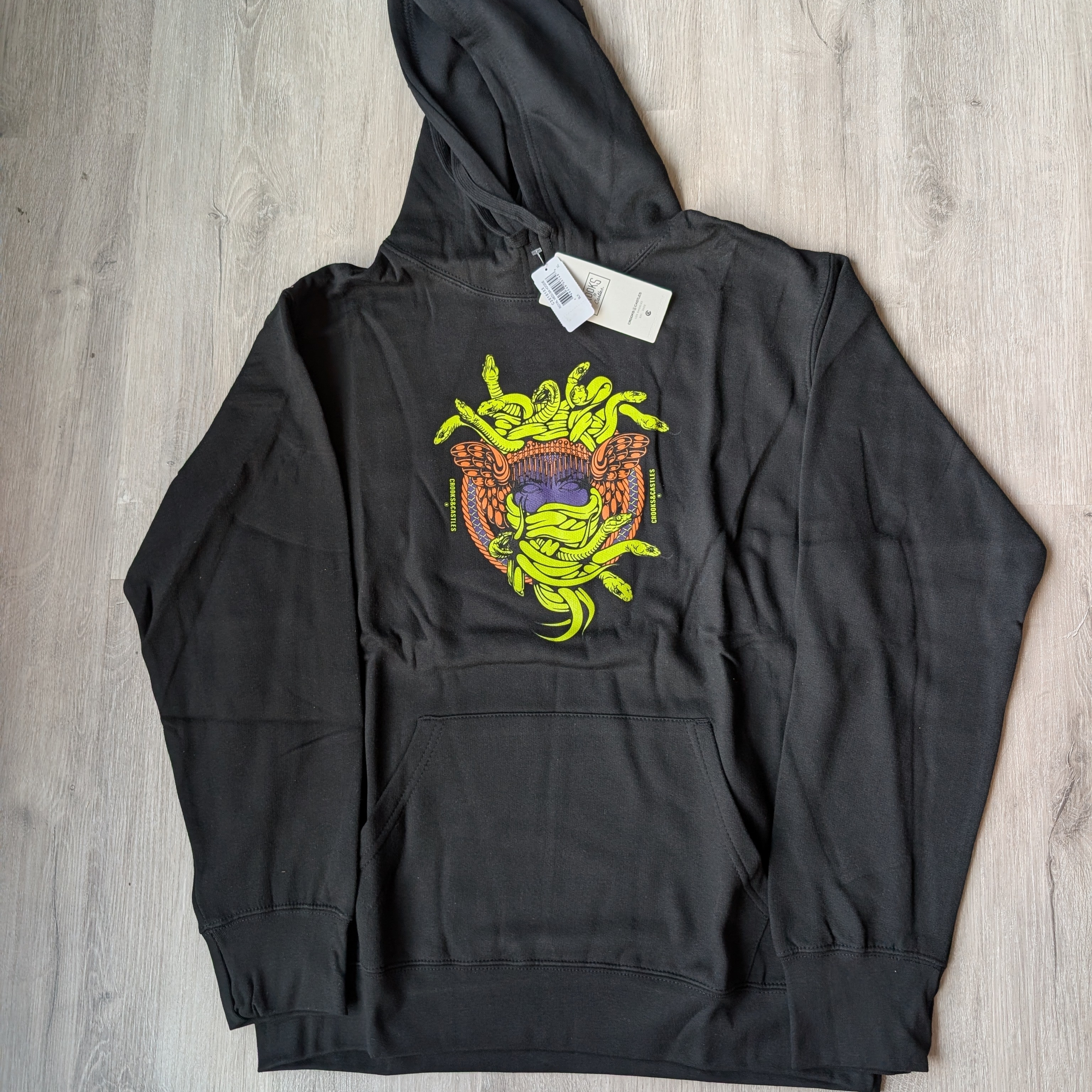 Crooks & Castles Black Hoodie With Neon Graphic